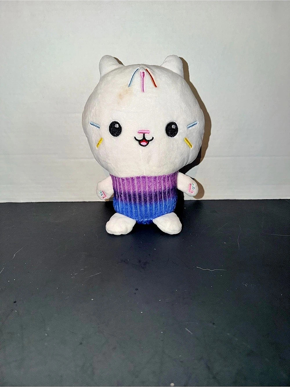 Cat Plush Stuffed Animal White Purple